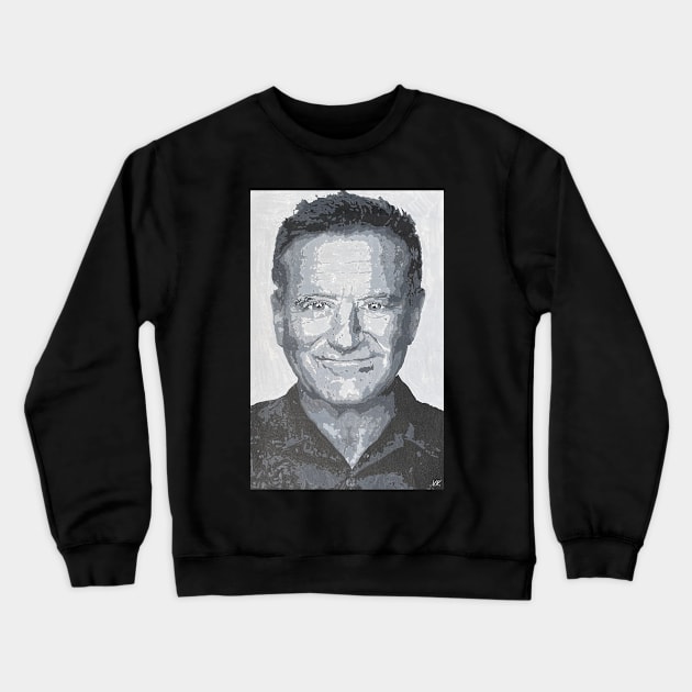 Robin Williams in Black and White Crewneck Sweatshirt by vickykuprewicz